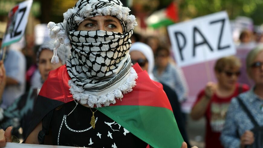 Around 30 organisations called for the rally before the 76th anniversary of what Palestinians call the 'Nakba'
